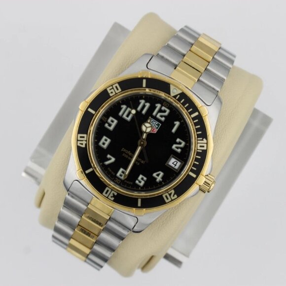 Tag Heuer WM1120.BB0314 Mens 2000 Series Professional Watch Black Gold Silver 8